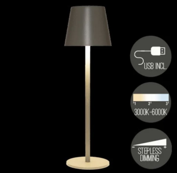 Draadloze Tafellamp - Oplaadbare Lamp - Dimbaar - Olijf Groen - 36,5cm - Tafellamp Oplaadbaar - Touch Lamp - Binnen en Buiten
