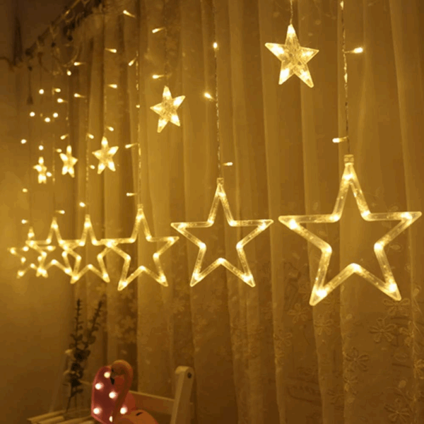 Foryouliving - Kerstverlichting Sterrengordijn - 3,5 meter - Warm Wit - Koppelbaar - Kerstversiering - Kerstdecoratie voor binnen