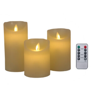 Foryouliving - LED kaarsen met bewegende vlam 3x - Ivoor - Ivory - Afstandsbediening - Stompkaars rustiek wax - LED kaars batterij - Timer - 7.5 x 10 12.5 15 cm