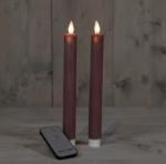 LED kaarsen met bewegende vlam 2x - Donker Roze - Antiek Pink - Timer - Dimmer - Afstandsbediening - Dinerkaars rustiek wax 23 cm - LED kaars batterij