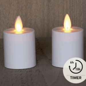 LED kaars Theelicht - 2ST KAARSEN WIT BEWEGENDE VLAM 4,5X8CM 2X2AAA/TIMER