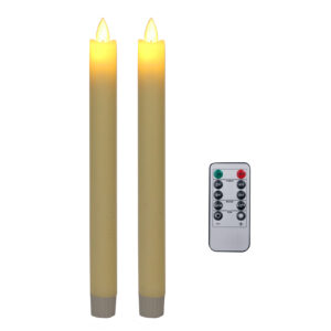 Foryouliving - LED kaarsen met bewegende vlam 2x - Ivoor - Ivory - Afstandsbediening - Dinerkaars rustiek wax 24.5 cm - LED kaars batterij - Timer
