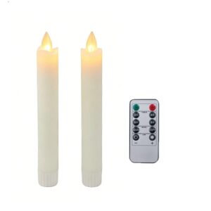Foryouliving - LED kaarsen met bewegende vlam 2x - Ivoor - Ivory - Afstandsbediening - Dinerkaars rustiek wax 18.5 cm - LED kaars batterij - Timer